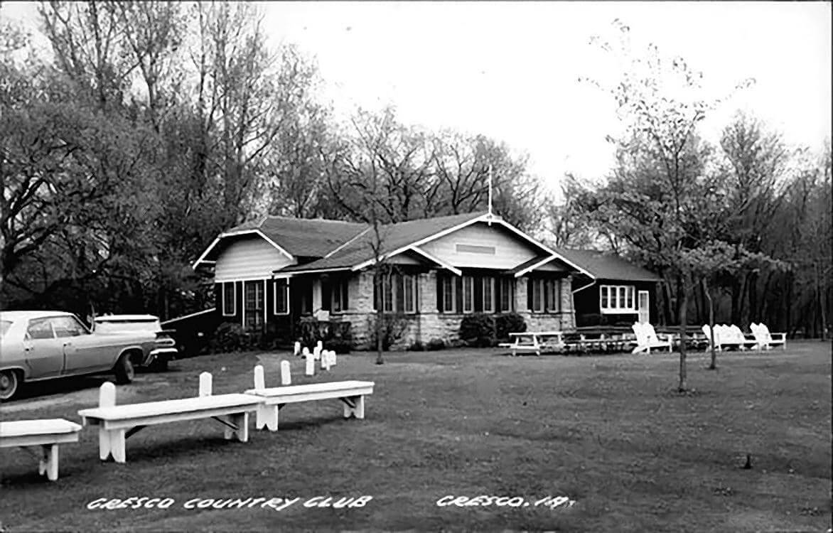 Historical black & white image of the Cresco Country Club Clubhouse.